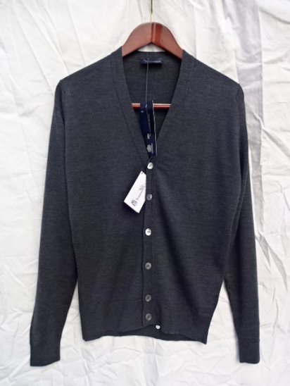 John Smedley Extra Fine Merino Wool Knit BURLEY CARDIGAN Made in England Charcoal