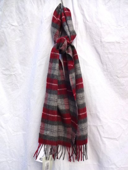 Johnstons RoyalSpeysaide Cashmere Muffler Made in Scotland Red / Gray