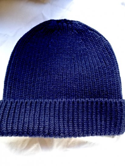 Made in France 100% Wool Knit Cap Navy