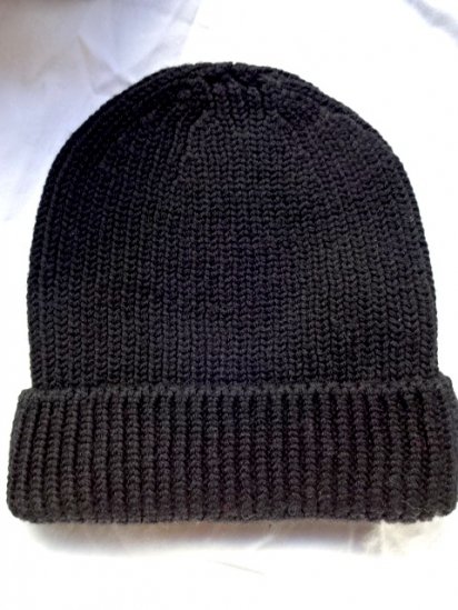 Made in France 100% Wool Knit Cap Black