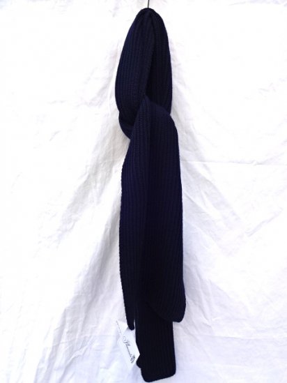 Made in France 100% Wool Knit Muffler Navy