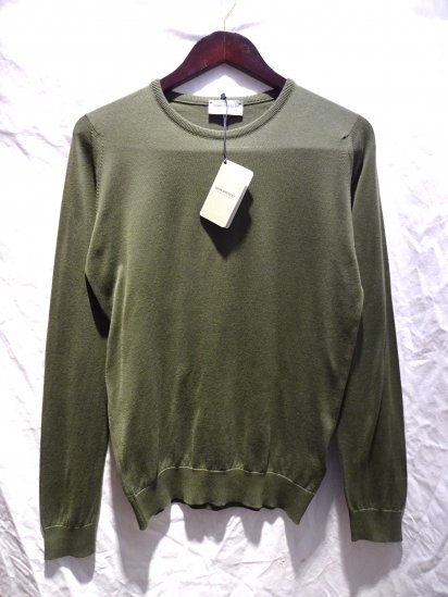 John Smedley Sea Island Cotton Knit LUKE PULLOVER Made in England Olive