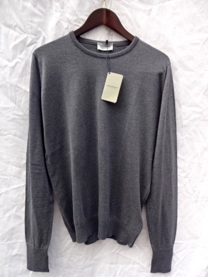 John Smedley Sea Island Cotton Knit PULLOVER Made in England Charcoal