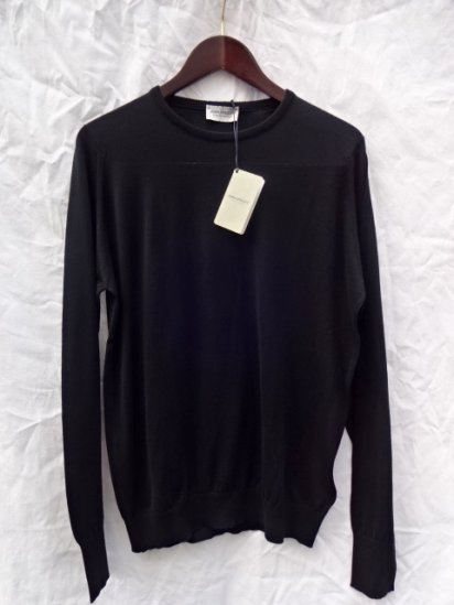 John Smedley Sea Island Cotton Knit PULLOVER Made in England Black