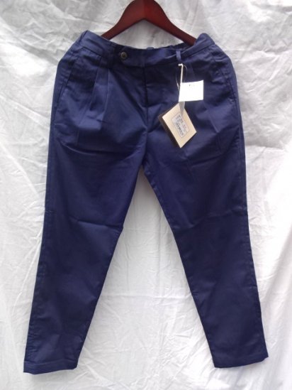 RICCARDO METHA Shearling  2 Tuck Tapered Trousers Made in Italy Navy