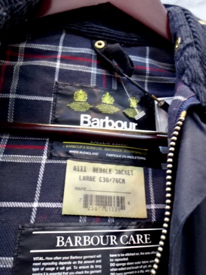 80's～ Vintage Dead Stock Barbour Bedale MADE IN ENGLAND With Pile