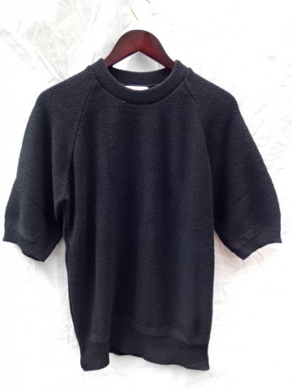 FALL RIVER KNITTING MILLS Seed Stitch Crew Neck Sweater <BR> MADE IN U.S.ABlack