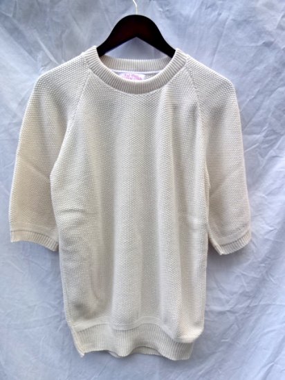 FALL RIVER KNITTING MILLS Seed Stitch Crew Neck Sweater <BR> MADE IN U.S.ANatural