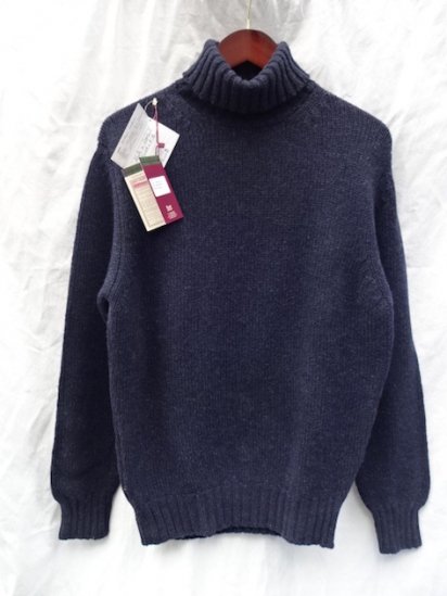 WILLIAM LOCKIE Made in SCOTLAND Lambs Wool Turtle Neck Sweater for ILLMINATE<BR>MIDNIGHT MIX