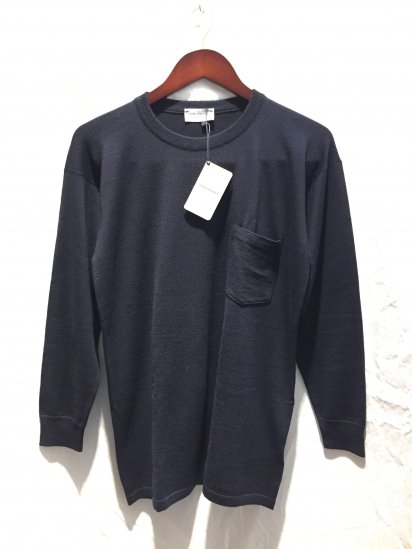 John Smedley Extra Fine Merino Wool Knit A4035 PULLOVER With Pocket Made in England Midnight (Navy)