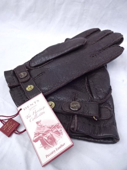 DENTS Peccary Leather x Cashmere Lining Glove Made in England Brown