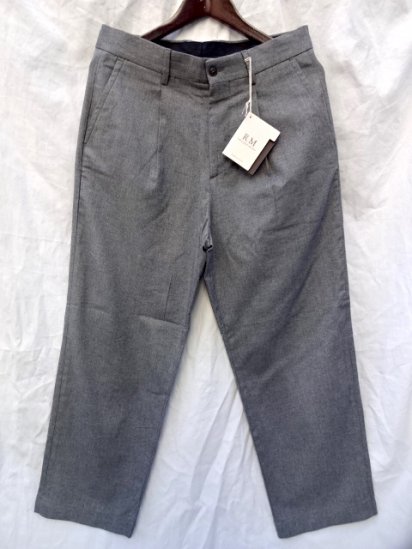RICCARDO METHA Wool Herringbone 1Tac Trousers Made in Italy Gray