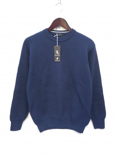 Fassina Luca Cotton AZE Knit Crew Neck Sweater Made in Italy Navy -  ILLMINATE Official Online Shop