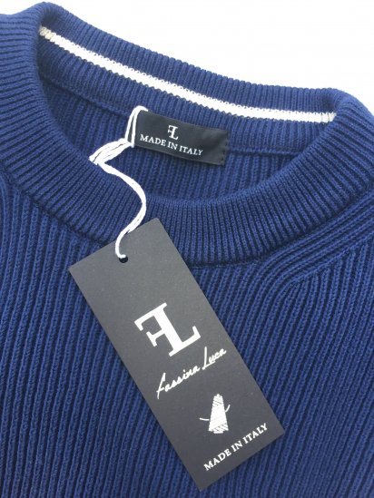Fassina Luca Cotton AZE Knit Crew Neck Sweater Made in Italy Navy -  ILLMINATE Official Online Shop