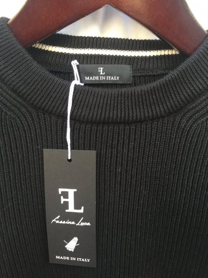 Fassina Luca Cotton AZE Knit Crew Neck Sweater Made in Italy Black ...