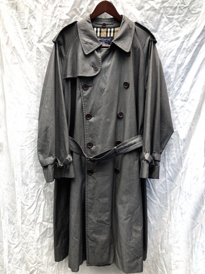 80's Vintage Burberry's One Panel Sleeve Trench 21 Made in England Dark Grey