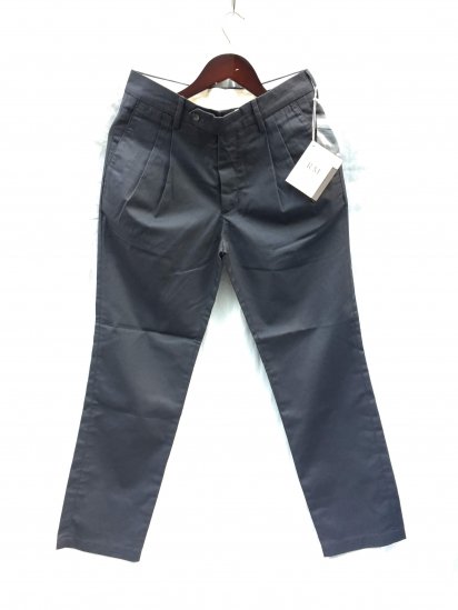 RICCARDO METHA T/C Twill 2 Tuck Tapered Trousers Made in Italy Charcoal