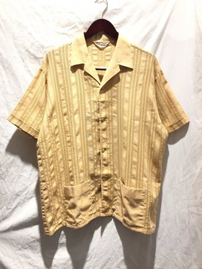 50's Vintage Aertex Open Collar Shirts Tan (Beige)