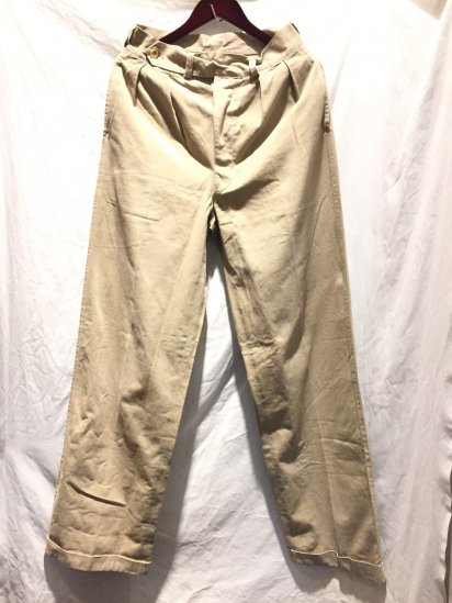 40 ~ 50's Vintage British Army Khaki Drill Trousers Good Condition Khaki / 3