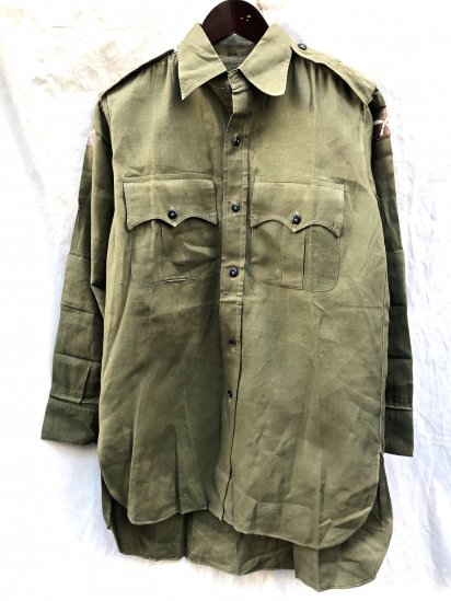 <img class='new_mark_img1' src='https://img.shop-pro.jp/img/new/icons50.gif' style='border:none;display:inline;margin:0px;padding:0px;width:auto;' />50s Vintage British Army Aertex Jungle Shirts Mint Condition! Olive / 2