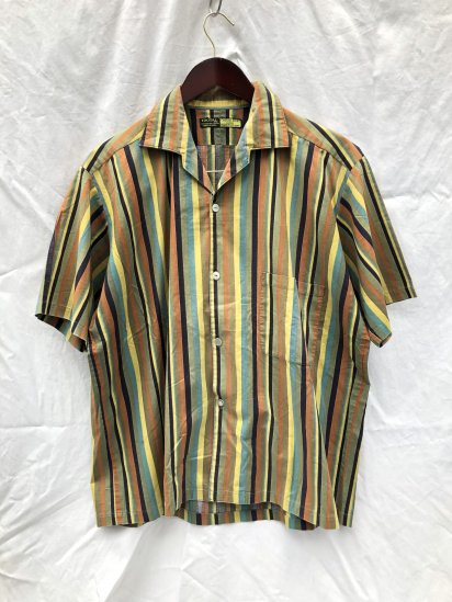 60s ~ 70's Vintage TOOTAL Leisure Shirts Made in England Good Condition Olive Stripe / 1