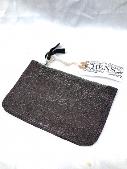 BENS LEATHER GOODS.CO Zip Top Medium Pouch with USN G-1 Goat Skin