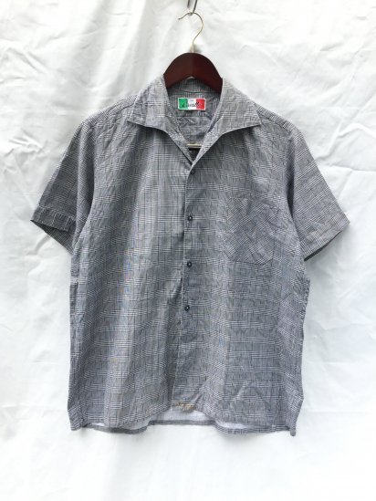 70s Vintage Leisure Shirts Black x White Glen Check / 1