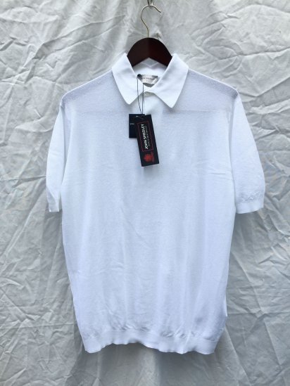 <img class='new_mark_img1' src='https://img.shop-pro.jp/img/new/icons50.gif' style='border:none;display:inline;margin:0px;padding:0px;width:auto;' />John Smedley Sea Island Cotton Knit ROTH PIQUE SHIRTS Made in England White