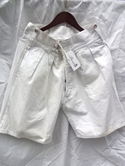 40's ~ Vintage Royal Navy Double Brest Shorts White / 4