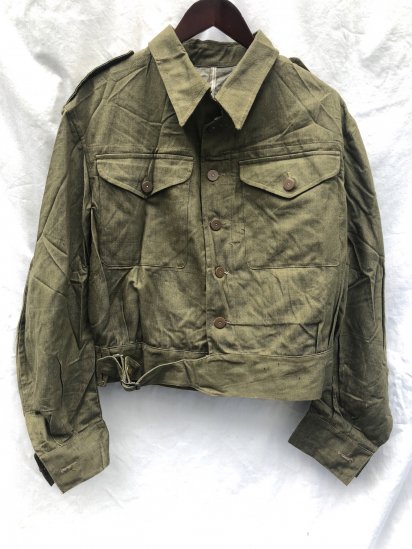 50's Vintage Dead Stock British Army Battle Dress Uniform Green Denim Jacket Green 10