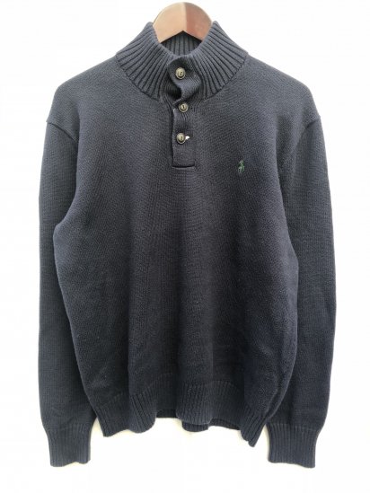 Old Ralph Lauren Button Neck Cotton Sweater Navy  Green / 5