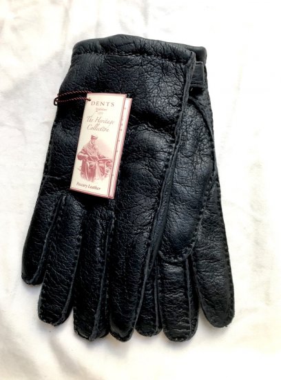 DENTS Peccary Leather x Cashmere Lining Glove Made in England Navy