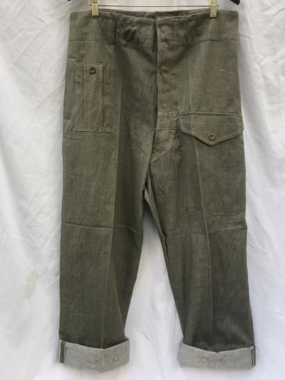 50's Vintage Dead Stock British Army Ovewalls Green Denim Trousers