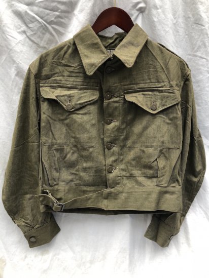 50's Vintage Dead Stock British Army Battle Dress Uniform Green Denim Jacket