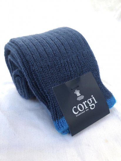 Corgi Cotton  Cashmere Socks MADE IN U.K Blue