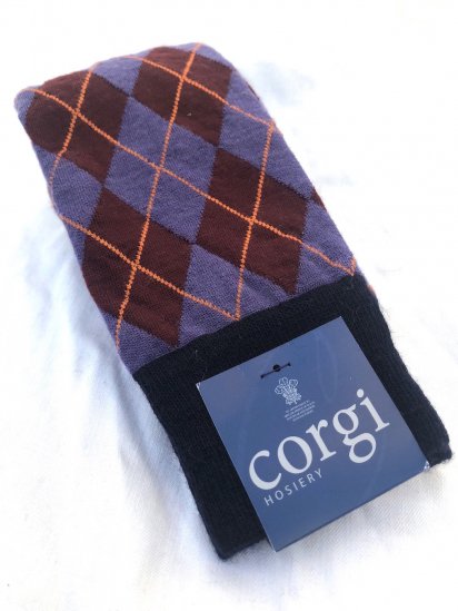 Corgi Wool  Nylon Socks MADE IN U.K Purple Argyle