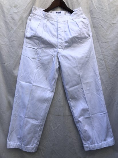 50's Vintage Royal Navy White Drill Trousers Made by Gieves White / 5