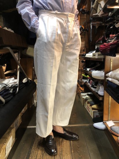 50's Vintage Royal Navy White Drill Trousers Made by Gieves White 