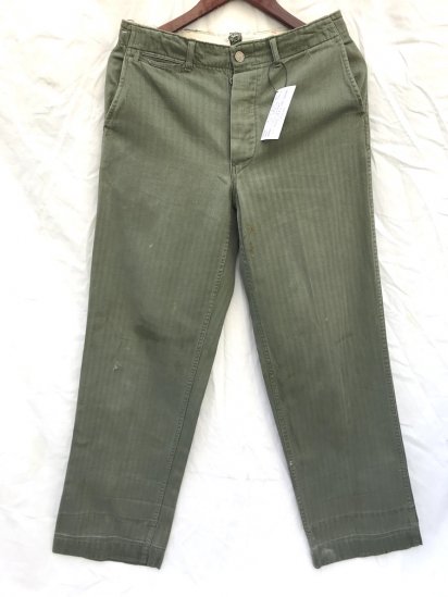 40's Vintage U.S ARMY M-41 HBT Trousers With 13star Metal Button 