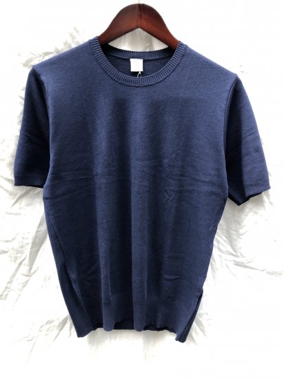 Gicipi Cotton Knit Short Sleeve MADE IN ITALY Navy
