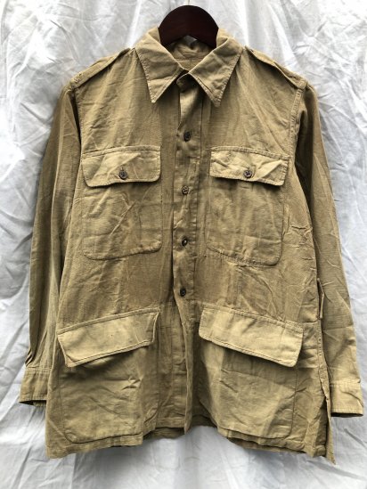 <img class='new_mark_img1' src='https://img.shop-pro.jp/img/new/icons50.gif' style='border:none;display:inline;margin:0px;padding:0px;width:auto;' />40's Vintage British Indian Army Aertex Bush Jacket Kahki / 4