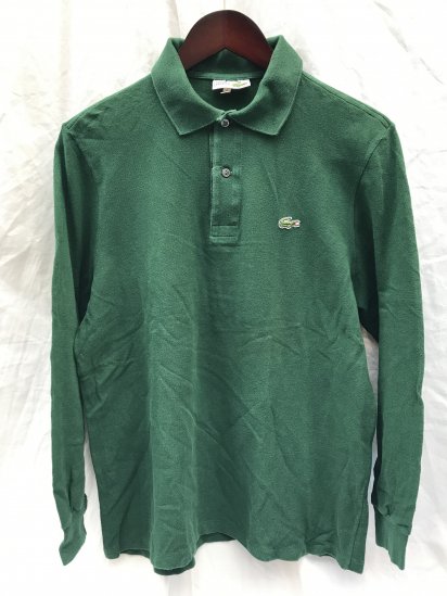 70s Vintage Lacoste L/S Polo Shirts Made in France / Green / 6