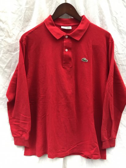 80-90's  Vintage  Lacoste  L/S Polo Shirts Made in France  / Red / 9