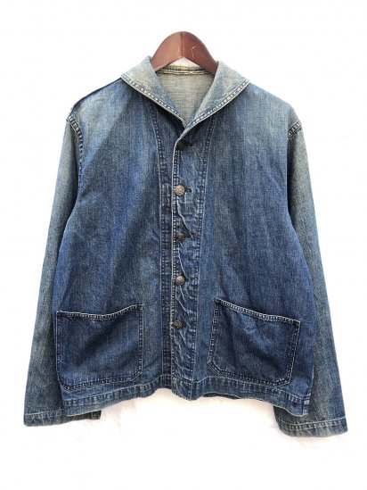 40's Vintage U.S.N Denim Shawl Collar Chore Jacket with Change ...