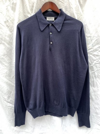 John Smedley Sea Island Cotton Knit 30G Long Sleeve Polo Shirts 