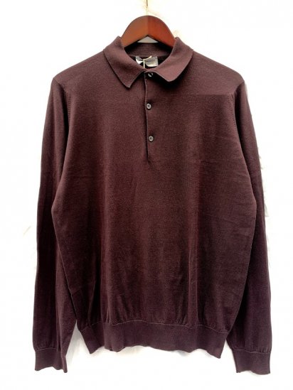 John Smedley Sea Island Cotton Knit 30G Long Sleeve Polo Shirts 