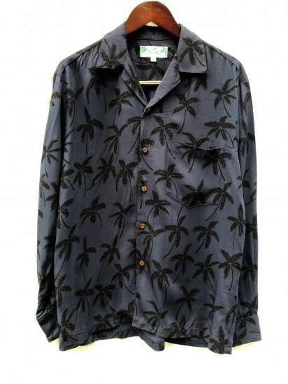 <img class='new_mark_img1' src='https://img.shop-pro.jp/img/new/icons50.gif' style='border:none;display:inline;margin:0px;padding:0px;width:auto;' />TWO PALMS Long Sleeve Hawaiian Shirts Made in Hawaii Navy x Black
