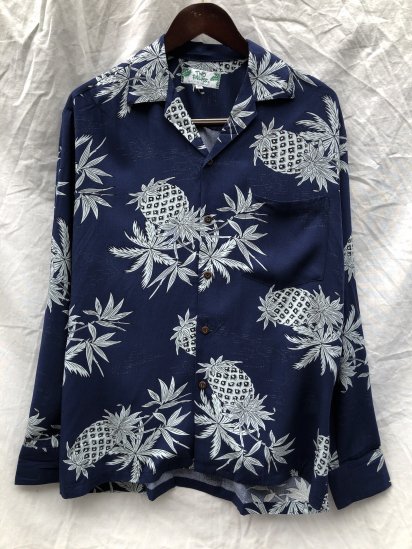 TWO PALMS Long Sleeve Hawaiian Shirts Made in Hawaii Blue x Sax SALE!! 12,000 → 8,400 + Tax
