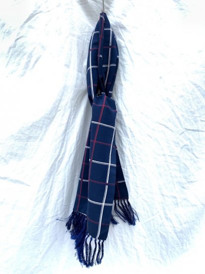 Vintage Tootal Rayon Scarf Made In England Navy Check / 10

