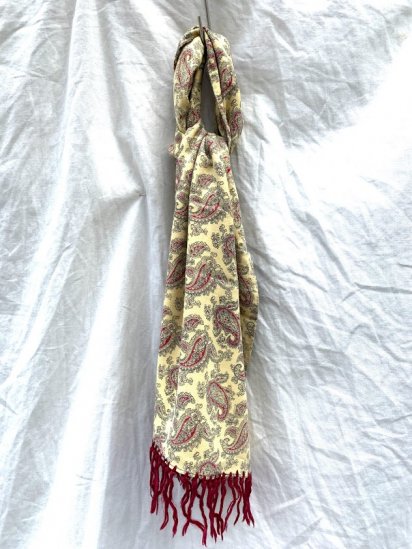 Vintage Tootal Rayon Scarf Made In England Yellow Paisley / 15

